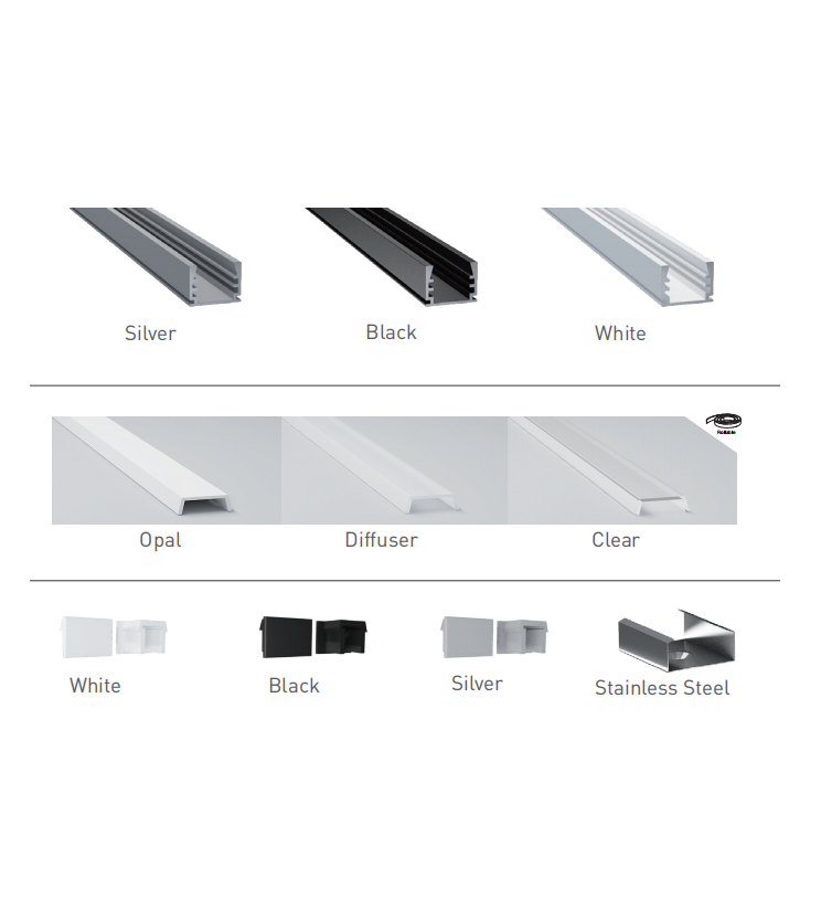 LED Diffuser Aluminum Channel For 10mm 2216 LED Strip Lights LED Diffuser Aluminum Channel For 10mm 2216 LED Strip Lights